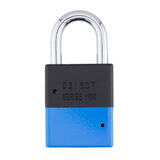 A1105PCBGRP-BLU - Dual Powder Coated Black Grip & Blue Aluminum Safety Padlock