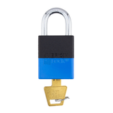 A1105PCBGRP-BLU - Dual Powder Coated Black Grip & Blue Aluminum Safety Padlock