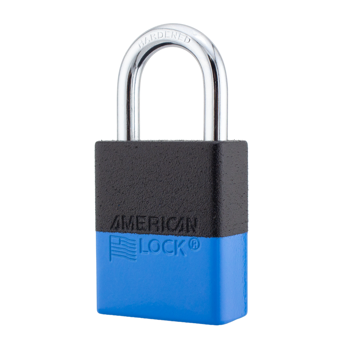 A1105PCBGRP-BLU - Dual Powder Coated Black Grip & Blue Aluminum Safety Padlock
