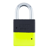 A1105PCBGRP-KLM - Dual Powder Coated Black Grip & Keylime Aluminum Safety Padlock