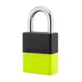 A1105PCBGRP-KLM - Dual Powder Coated Black Grip & Keylime Aluminum Safety Padlock
