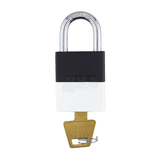 A1105PCBGRP-WHT - Dual Powder Coated Black Grip & White Aluminum Safety Padlock
