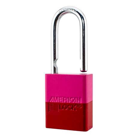 A1106PCPNK-RED - Dual Powder Coated Pink & Red Aluminum Safety Padlock