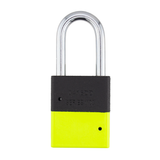 A1106PCBGRP-KLM - Dual Powder Coated Black Grip & Keylime Aluminum Safety Padlock