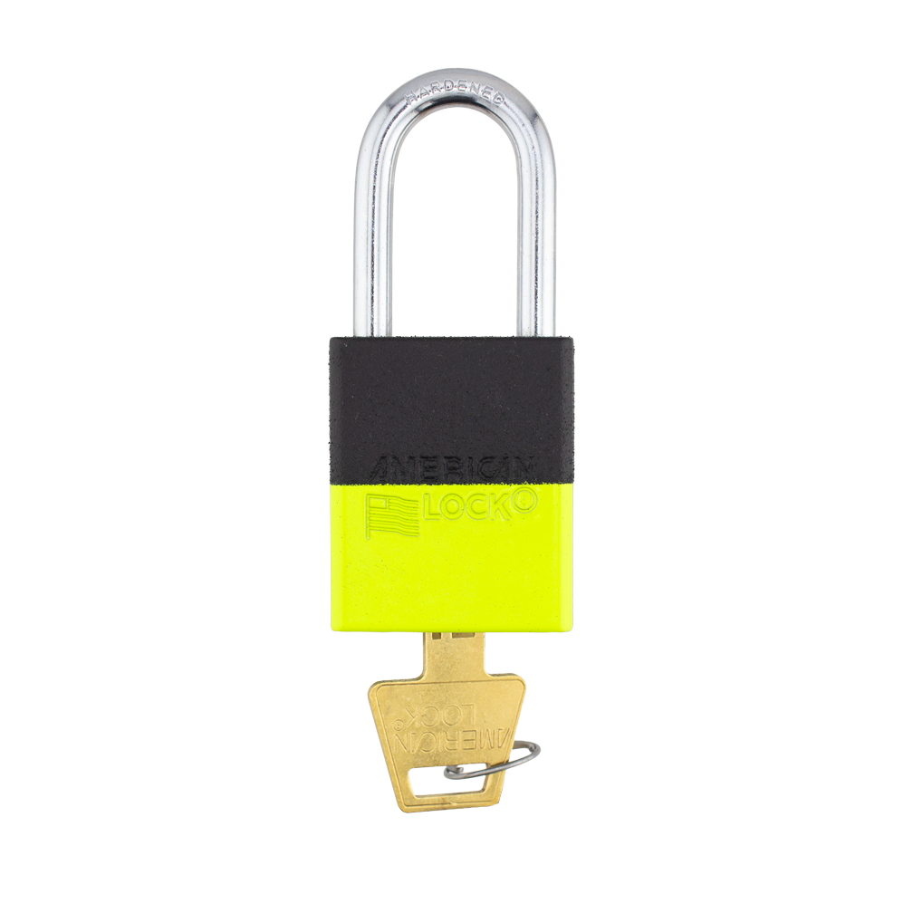 A1106PCBGRP-KLM - Dual Powder Coated Black Grip & Keylime Aluminum Safety Padlock
