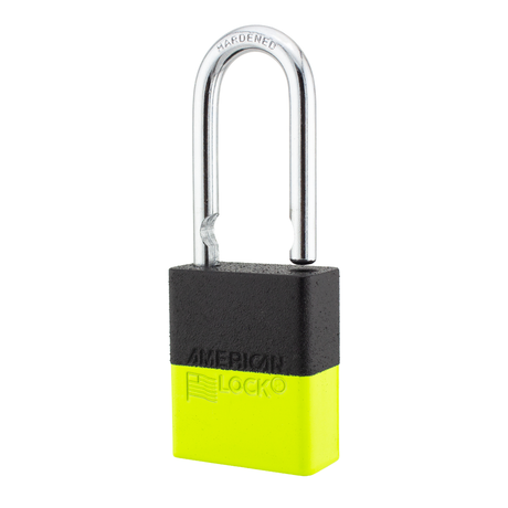 A1106PCBGRP-KLM - Dual Powder Coated Black Grip & Keylime Aluminum Safety Padlock