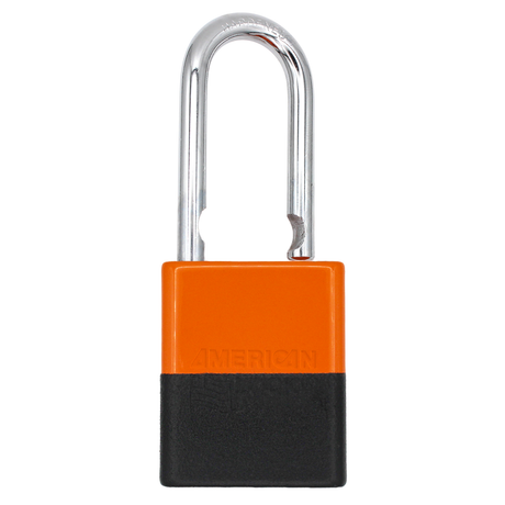 American Lock A1106PCORJ-GRP - Powder Coated Dual Colored Orange & Black Grip Aluminum Safety LOTO Padlock, 1-1/2" Wide with 1-1/2" Tall Shackle