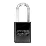 American Lock A1106PCBLK - Powder Coated Black Aluminum Safety LOTO Padlock, 1-1/2" Wide with 1-1/2" Tall Shackle