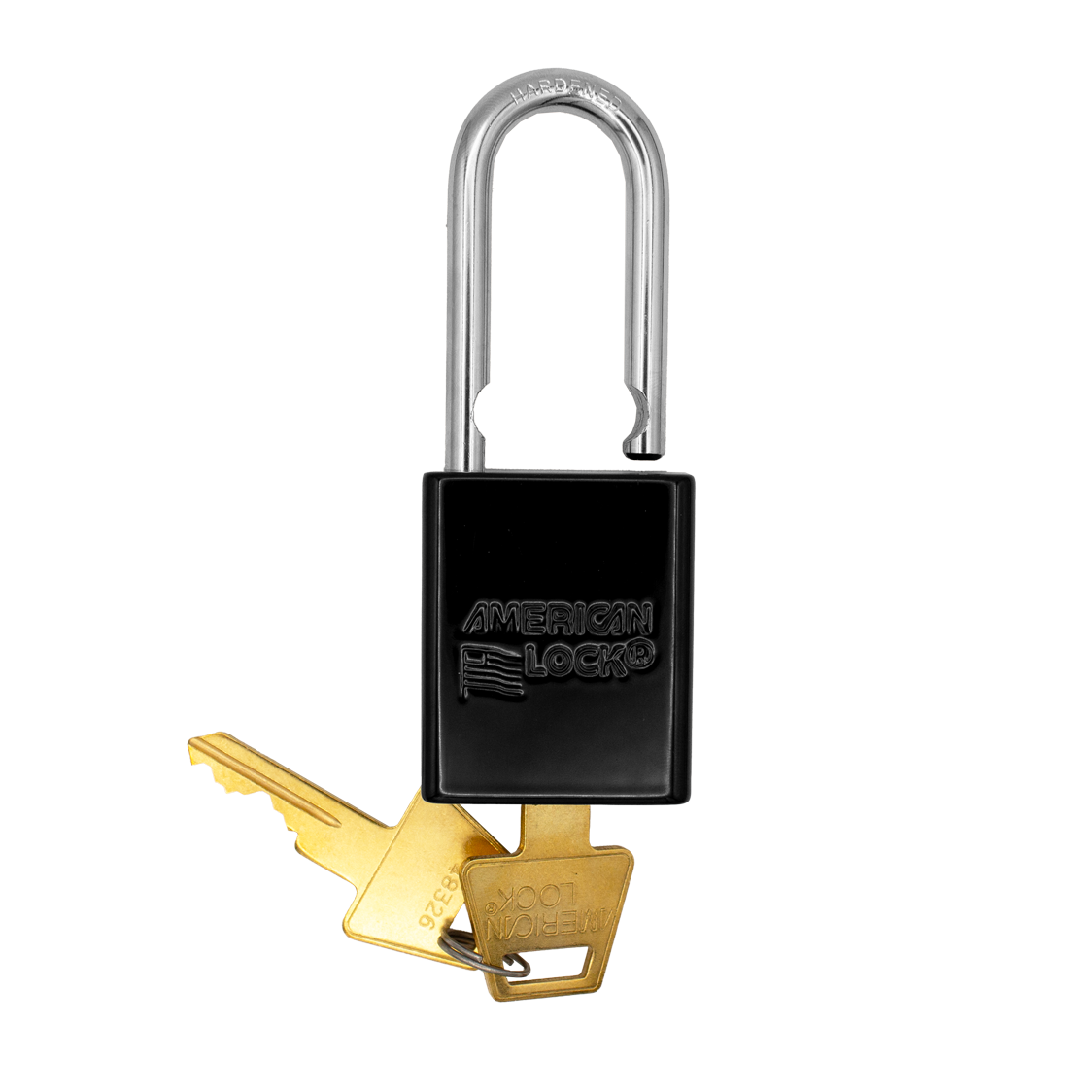 American Lock A1106PCBLK - Powder Coated Black Aluminum Safety LOTO Padlock, 1-1/2" Wide with 1-1/2" Tall Shackle
