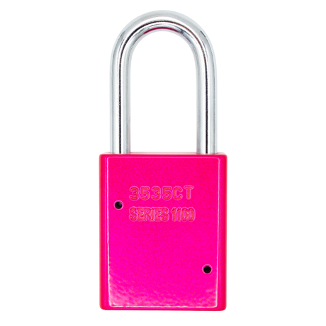 American Lock A1106PCNPNK - Powder Coated Neon Pink Aluminum Safety LOTO Padlock, 1-1/2" Wide with 1-1/2" Tall Shackle