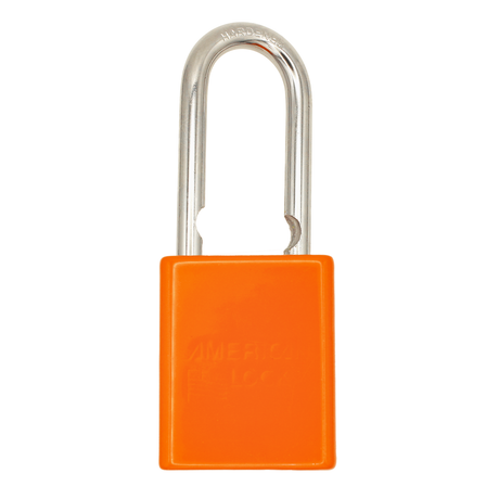 American Lock A1106PCORJ - Powder Coated Orange Aluminum Safety LOTO Padlock, 1-1/2" Wide with 1-1/2" Tall Shackle