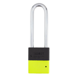A1107PCBGRP-KLM - Dual Powder Coated Black Grip & Keylime Aluminum Safety Padlock