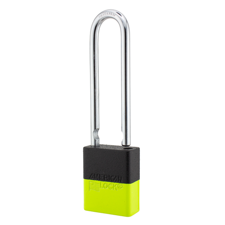 A1107PCBGRP-KLM - Dual Powder Coated Black Grip & Keylime Aluminum Safety Padlock