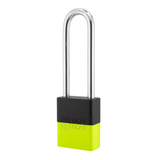A1107PCBGRP-KLM - Dual Powder Coated Black Grip & Keylime Aluminum Safety Padlock