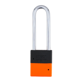 A1107PCBGRP-NORJ - Dual Powder Coated Black Grip & Neon Orange Aluminum Safety Padlock