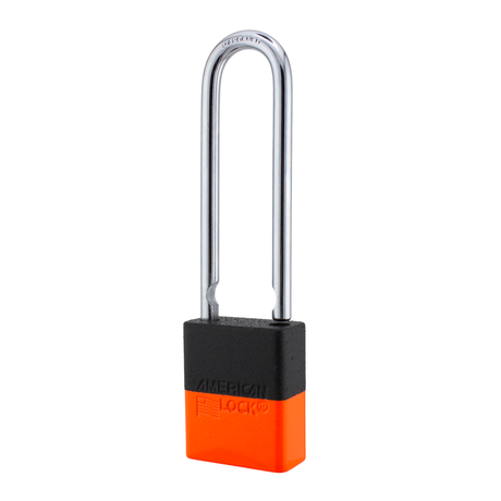 A1107PCBGRP-NORJ - Dual Powder Coated Black Grip & Neon Orange Aluminum Safety Padlock