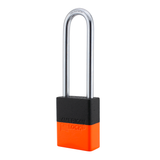 A1107PCBGRP-NORJ - Dual Powder Coated Black Grip & Neon Orange Aluminum Safety Padlock