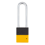 A1107PCBGRP-YLW - Dual Color Powder Coated Black Grip & Yellow Aluminum Safety Padlock