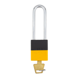 A1107PCBGRP-YLW - Dual Color Powder Coated Black Grip & Yellow Aluminum Safety Padlock