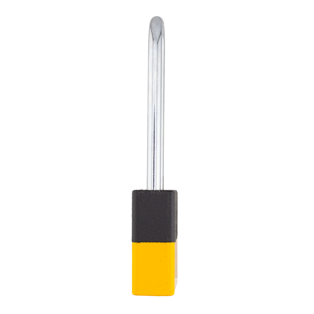 A1107PCBGRP-YLW - Dual Color Powder Coated Black Grip & Yellow Aluminum Safety Padlock