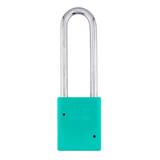 American Lock A1107PCTUQ - Powder Coated Turquoise Aluminum Safety LOTO Padlock, 1-1/2" Wide with 3" Tall Shackle