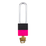 A1107PCBGRP-NPNK - Dual Color Powder Coated Black Grip & Neon Pink Aluminum Safety Padlock