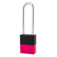A1107PCBGRP-NPNK - Dual Color Powder Coated Black Grip & Neon Pink Aluminum Safety Padlock