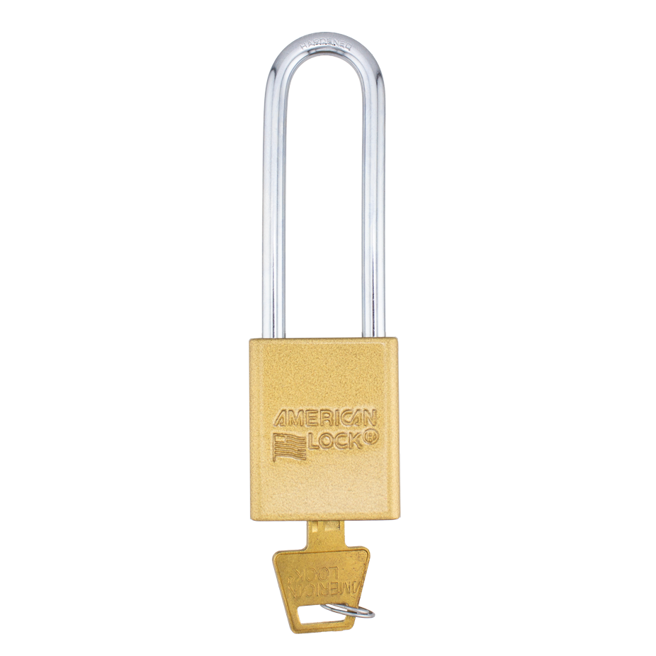 American Lock A1107PCGLD - Powder Coated Gold Aluminum Safety LOTO Padlock, 1-1/2" Wide with 3" Tall Shackle