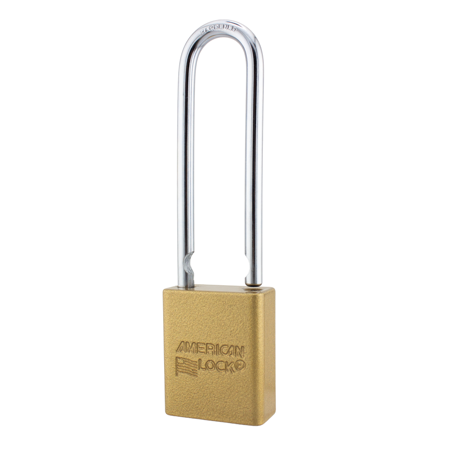 American Lock A1107PCGLD - Powder Coated Gold Aluminum Safety LOTO Padlock, 1-1/2" Wide with 3" Tall Shackle