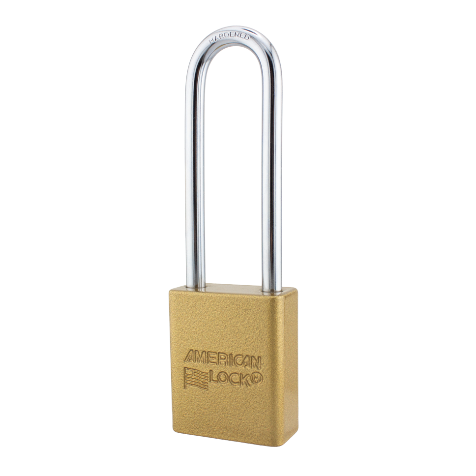 American Lock A1107PCGLD - Powder Coated Gold Aluminum Safety LOTO Padlock, 1-1/2" Wide with 3" Tall Shackle