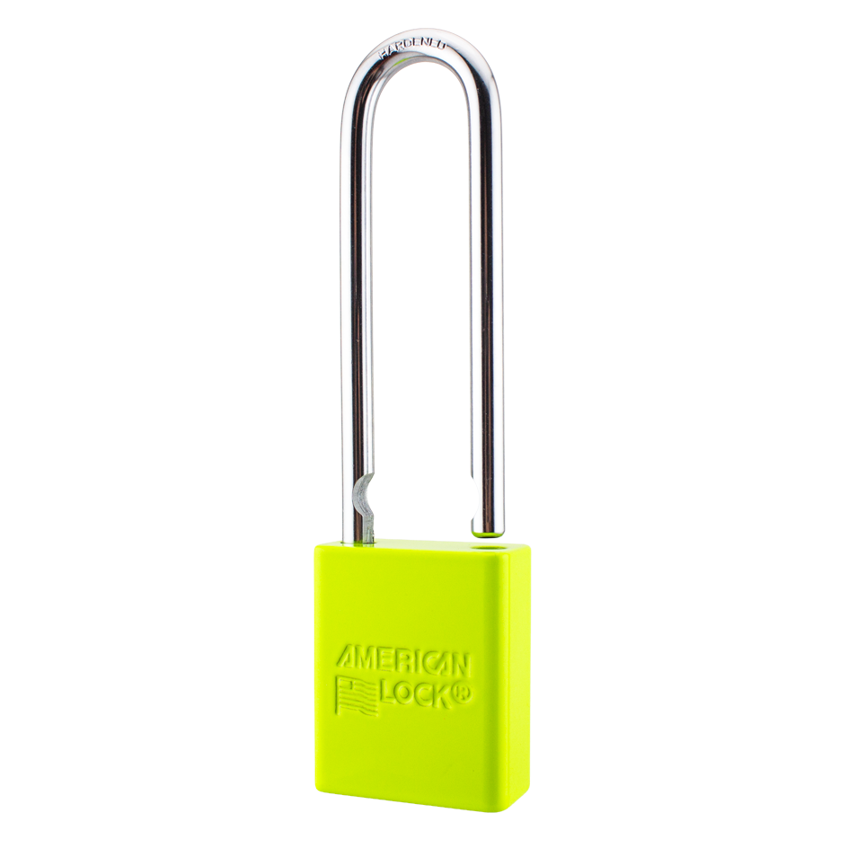 American Lock A1107PCKLM - Powder Coated Keylime Aluminum Safety LOTO Padlock, 1-1/2" Wide with 3" Tall Shackle