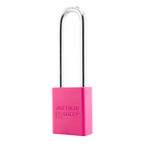 American Lock A1107PCPNK - Powder Coated Pink Aluminum Safety LOTO Padlock, 1-1/2" Wide with 3" Tall Shackle
