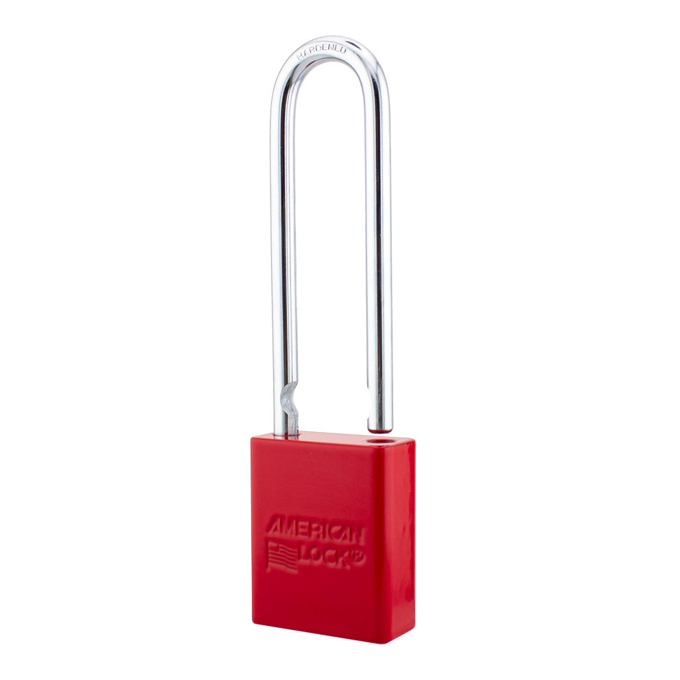 American Lock A1107PCRED - Powder Coated Red Aluminum Safety LOTO Padlock, 1-1/2" Wide with 3" Tall Shackle