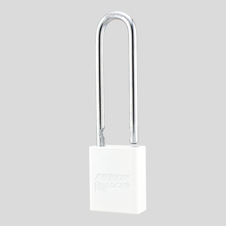 American Lock A1107PCWHT - Powder Coated White Aluminum Safety LOTO Padlock, 1-1/2" Wide with 3" Tall Shackle