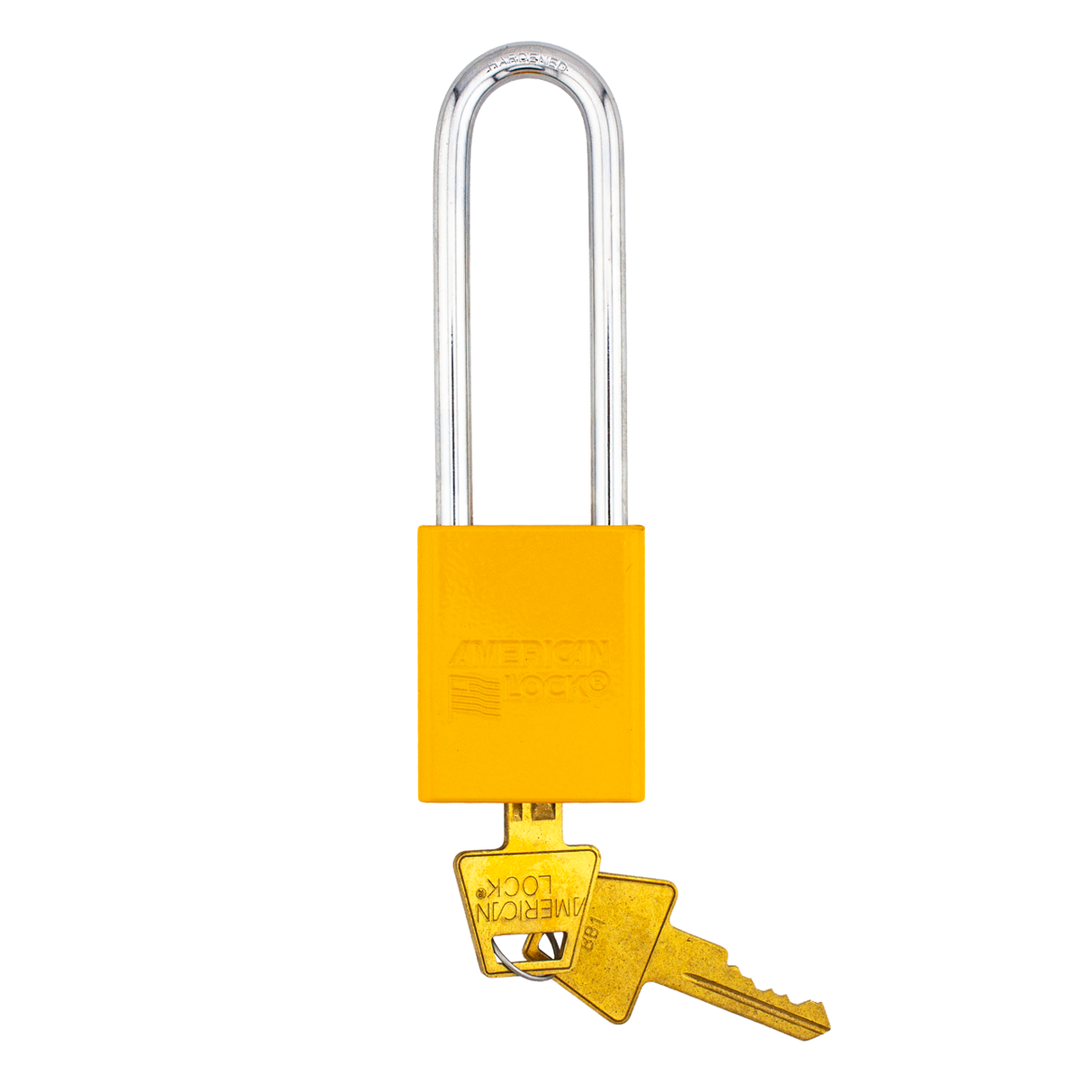 American Lock A1107PCYLW - Powder Coated Yellow Aluminum Safety LOTO Padlock, 1-1/2" Wide with 3" Tall Shackle