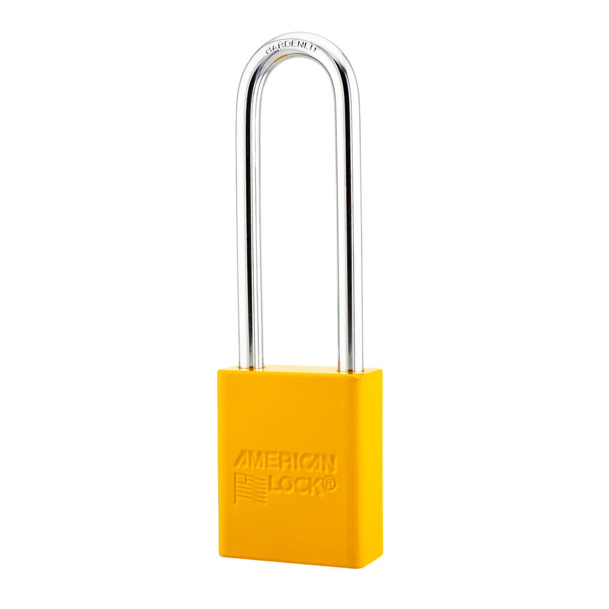 American Lock A1107PCYLW - Powder Coated Yellow Aluminum Safety LOTO Padlock, 1-1/2" Wide with 3" Tall Shackle