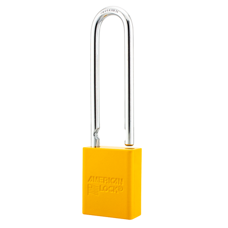 American Lock A1107PCYLW - Powder Coated Yellow Aluminum Safety LOTO Padlock, 1-1/2" Wide with 3" Tall Shackle