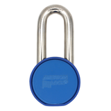 American Lock A700 Powder Coated Blue Solid Steel Rekeyable Padlock, Chrome Plated 2-1/2" Wide