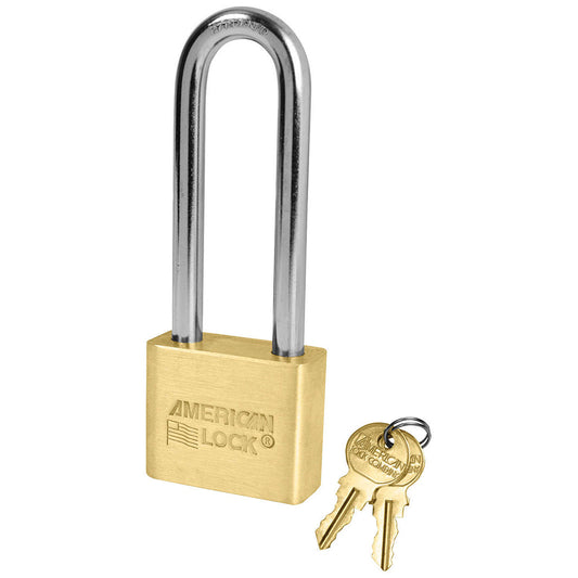 American Lock AL52 1-3/4in (44mm) Solid Brass Blade Tumbler Padlock with 3in (76mm) Shackle-Keyed-American Lock-Keyed Different-AL52