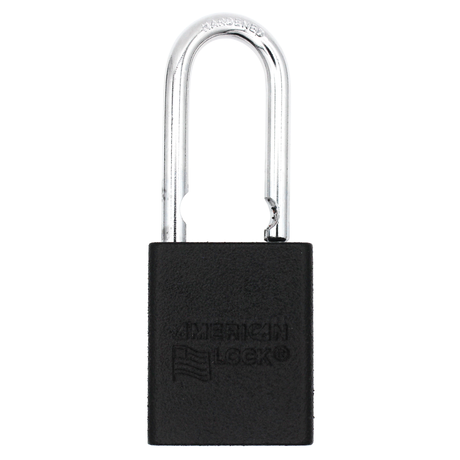 American Lock A1106PCBGRP - Powder Coated Black Grip Aluminum Safety LOTO Padlock, 1-1/2" Wide with 1-1/2" Tall Shackle