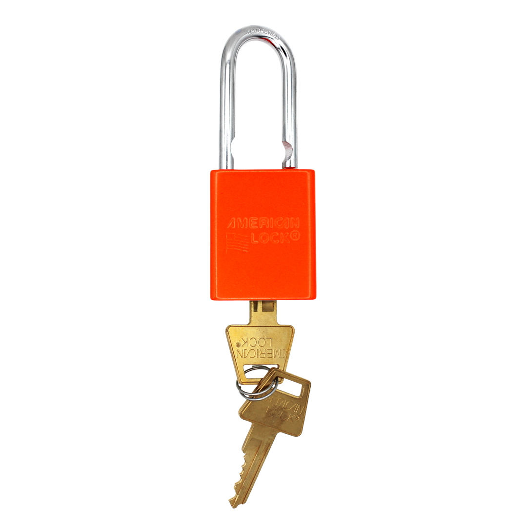American Lock A1106PCNORJ - Powder Coated Neon Orange Aluminum Safety LOTO Padlock, 1-1/2" Wide with 1-1/2" Tall Shackle