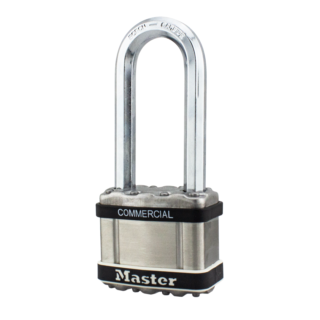 Master Lock M5 2" Wide Commercial Magnum Laminated Steel Padlock with Stainless Steel Body Cover, 1-1/2" Shackle