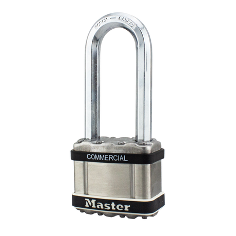 Master Lock M5 2" Wide Commercial Magnum Laminated Steel Padlock with Stainless Steel Body Cover, 1-1/2" Shackle