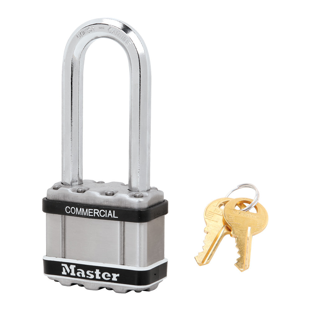 Master Lock M5 2" Wide Commercial Magnum Laminated Steel Padlock with Stainless Steel Body Cover, 1-1/2" Shackle
