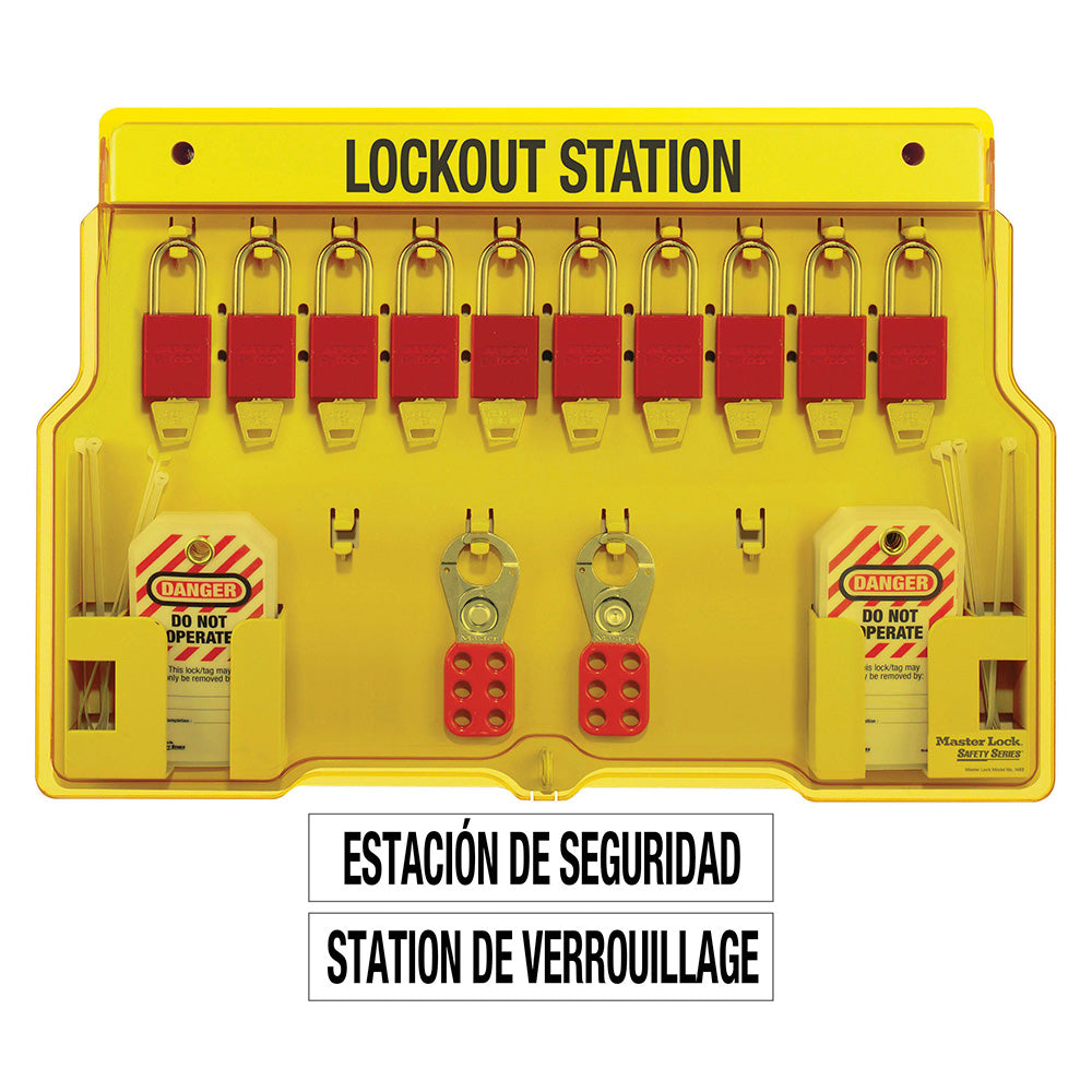 Master Lock 1483BP1106 10-Lock Station with A1106Aluminum Padlocks.