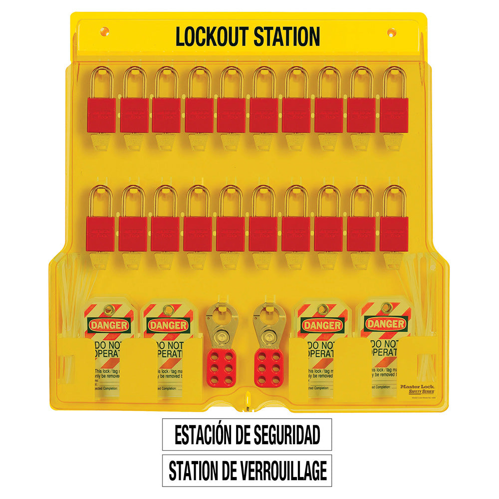Master Lock 1484BP1106 20-Lock Station with A1106Aluminum Padlocks.