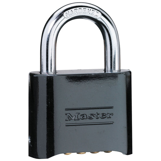 Master Lock 178 Resettable Combination Zinc Die-Cast Padlock, Black 2in (51mm) Wide-Combination-Master Lock-Black-1in (25mm)-178BLK