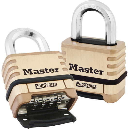 Master Lock 1175D ProSeries® Brass Resettable Combination Padlock 2-1/4in (57mm) Wide-Combination-Master Lock-1175D
