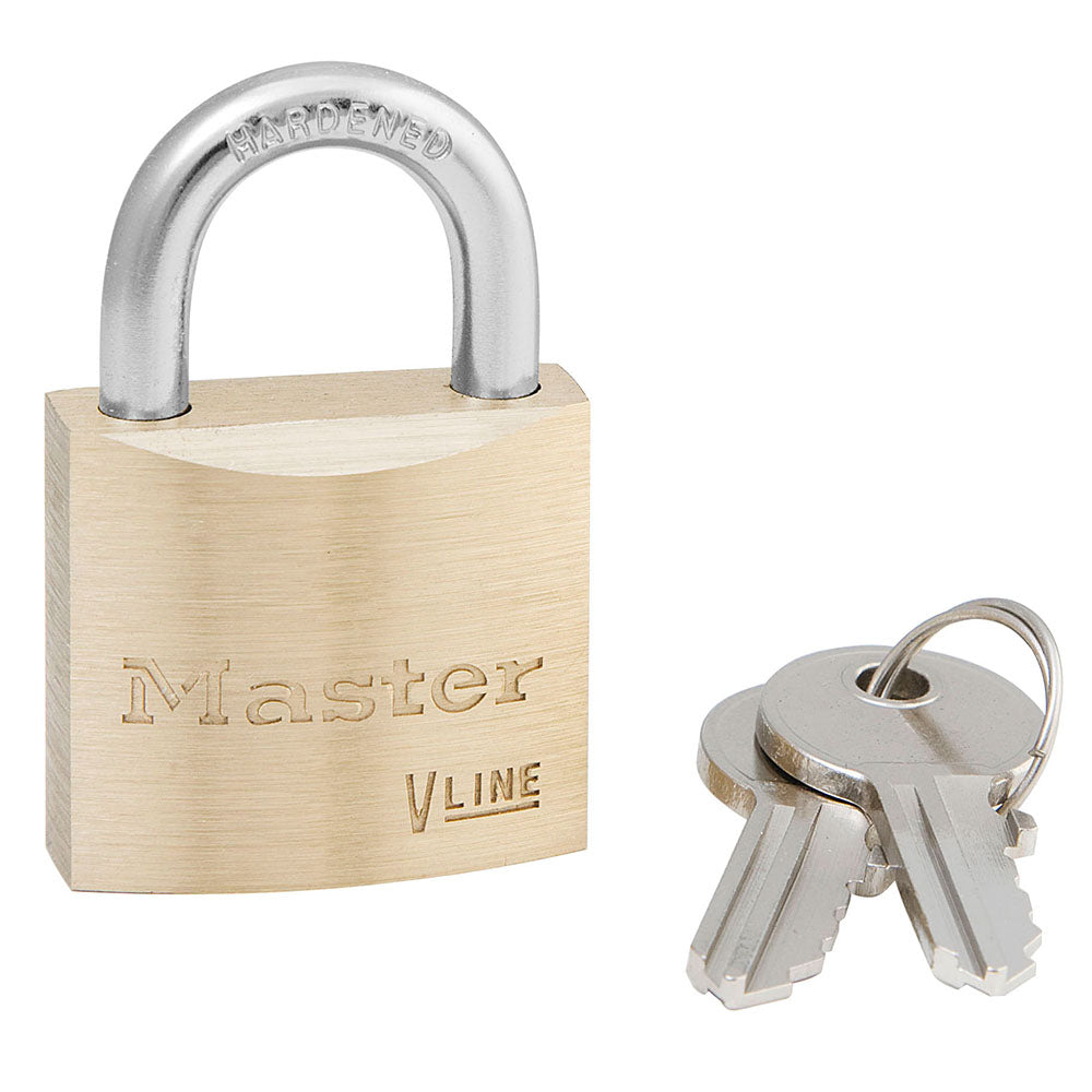 Master Lock 4130 V-Line Brass Padlock 1-1/8" Wide