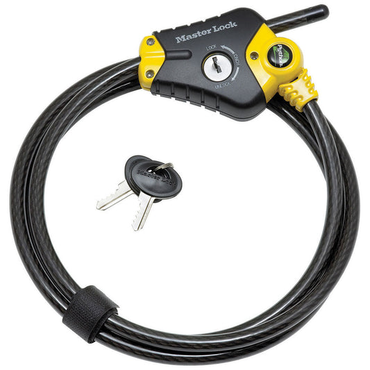 Master Lock 8413DPF 6ft (1.8m) Long x Diameter Python™ Adjustable Locking Cable; and Black 3/8in (10mm) Wide-Keyed-Master Lock-8413DPF